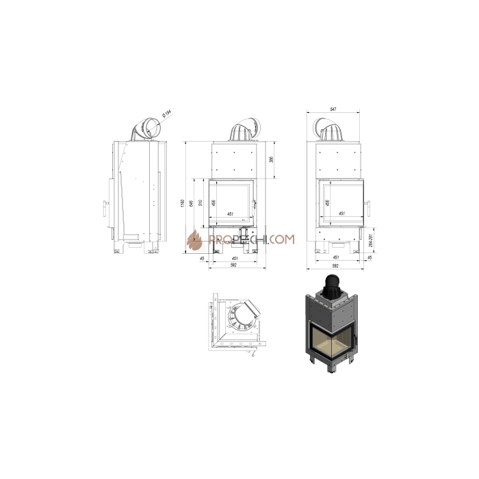 Каминная топка Kratki MBN/L/BS (8 кВт)