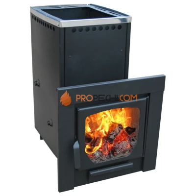 Дровяная печь для бани Варвара Паленица С контуром Панорамная дверь