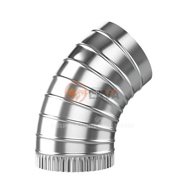 Сэндвич-отвод 115/180, угол 45*, нерж. 439 (0,8)/439 (0,5)