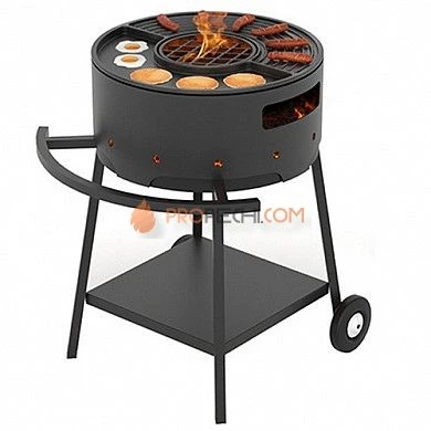 Мангал Везувий "Дачник" с чугунной плитой "Gurman" D=450 мм на подставке