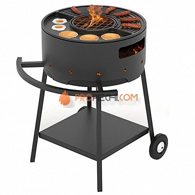 Мангал Везувий "Дачник" с чугунной плитой "Gurman" D=450 мм на подставке