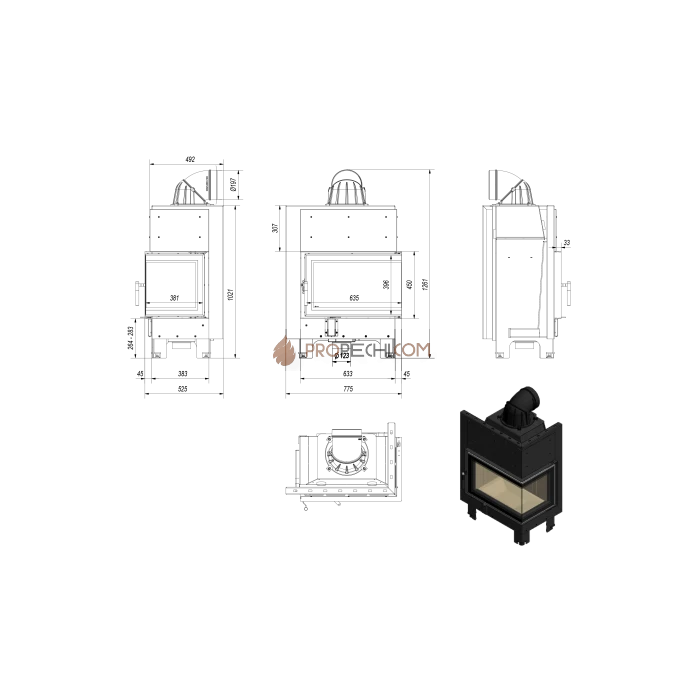 Каминная топка Kratki MBM/P/BS (10 кВт)