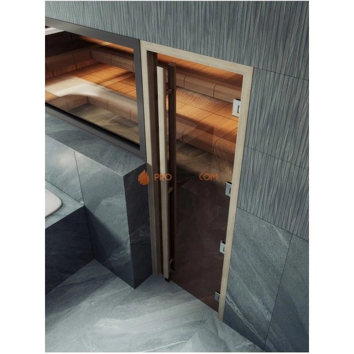 Дверь для бани DoorWood Престиж Маятниковая Легенда Бронза Матовая, 2000x800 мм