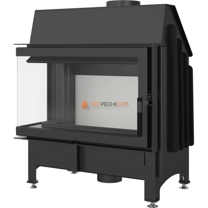 Каминная топка стальная Kratki Zibi/L/BS (угловое стекло слева) (11 кВт)
