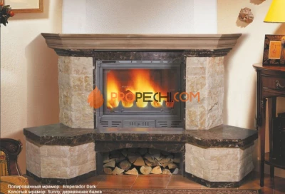 Каминная облицовка Madeira Agnes C, Sunny, Dark Chokolate, деревянная балка