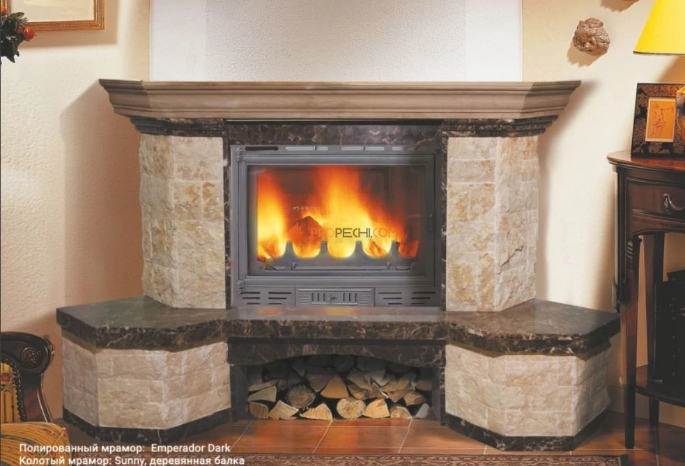 Каминная облицовка Madeira Agnes C, Sunny, Dark Chokolate, деревянная балка