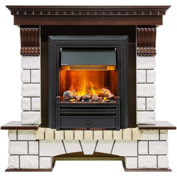 Каминокомплект Dimplex Pierre Luxe - Темный дуб / Белый (Высота 1020мм) с очагом Brookline Black
