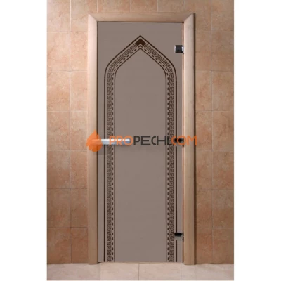 Дверь для бани DoorWood с рисунком Арка Графит матовая, 2000x800 мм