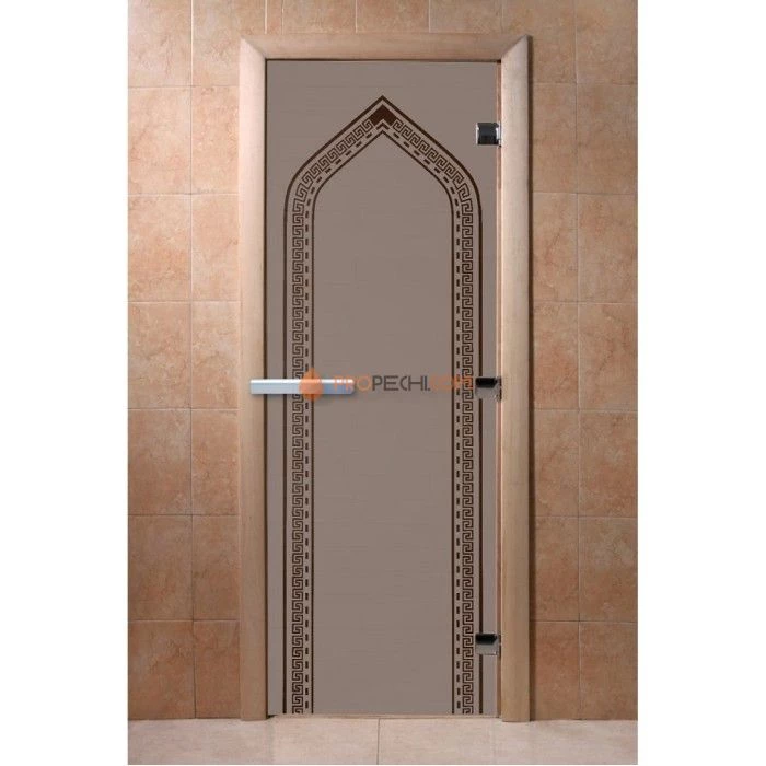 Дверь для бани DoorWood с рисунком Арка Графит матовая, 2000x800 мм
