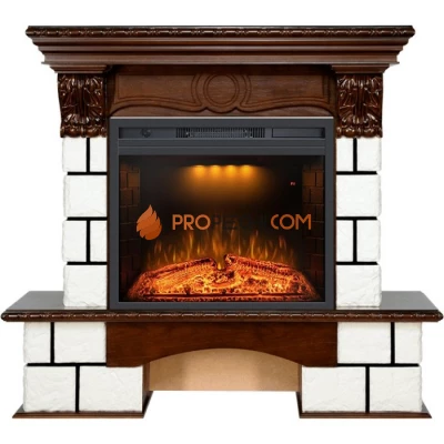 Каминокомплект Royal Flame Pierre Luxe - Белый / Темный дуб с очагом Emerald 23