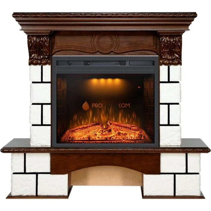 Каминокомплект Royal Flame Pierre Luxe - Белый / Темный дуб с очагом Emerald 23