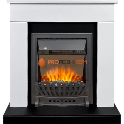 Каминокомплект Royal Flame Bergen (Разборный) - Белый с черным (Ширина 900 мм) с очагом Aspen Black