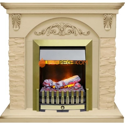 Каминокомплект Dimplex Bern Сланец крупный бежевый / Алебастр темная патина с очагом Danville Antique Brass FB2