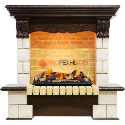 Каминокомплект Dimplex Pierre Luxe - Темный дуб / Шампань (Высота 1035мм) с очагом Cassette 600 LNH-INT (с дровами)