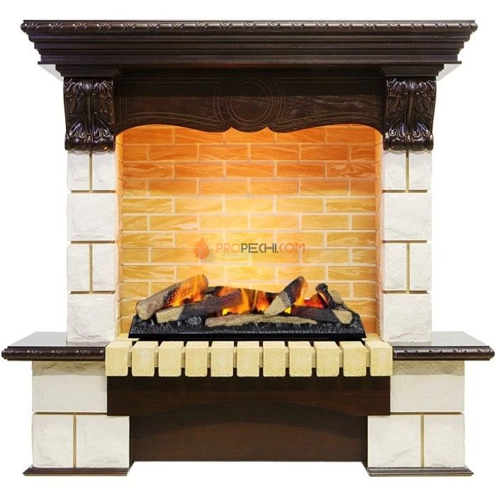 Каминокомплект Dimplex Pierre Luxe - Темный дуб / Шампань (Высота 1035мм) с очагом Cassette 600 LNH-INT (с дровами)