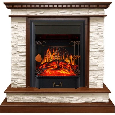 Каминокомплект Royal Flame Calgary - Дуб / Сланец белый с очагом Majestic FX Black