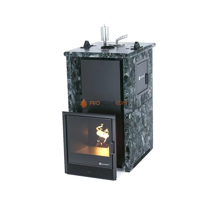 Дровяная печь для бани ИзиСтим Сочи М2 в трехстороннем кожухе из пироксенита