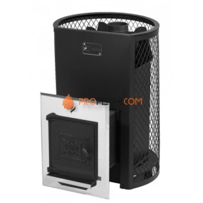 Дровяная печь для бани Вулкан Прометей 24 с сетчатым кожухом (чугун)
