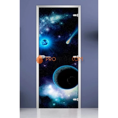 Стеклянная межкомнатная дверь DoorWood с фотопечатью Space-01, 2000х700 мм