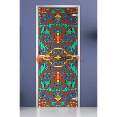Стеклянная межкомнатная дверь DoorWood с фотопечатью Stained Glass-07, 2000х700 мм