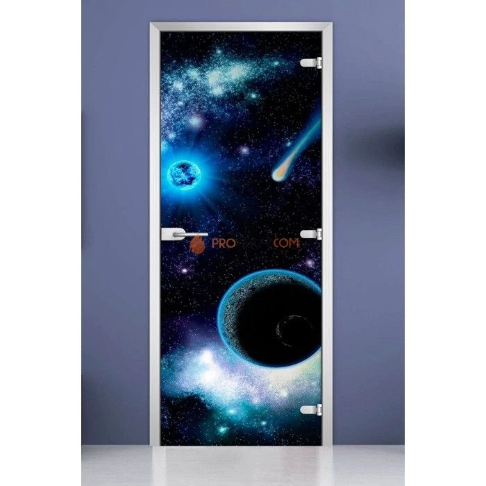 Стеклянная межкомнатная дверь DoorWood с фотопечатью Space-01, 2000х800 мм