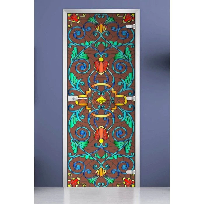 Стеклянная межкомнатная дверь DoorWood с фотопечатью Stained Glass-07, 2000х700 мм