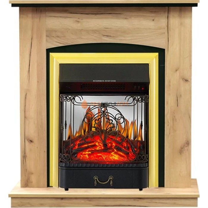 Каминокомплект Royal Flame Barcelona (разборный) - Дуб золотой с очагом Majestic FX M Brass