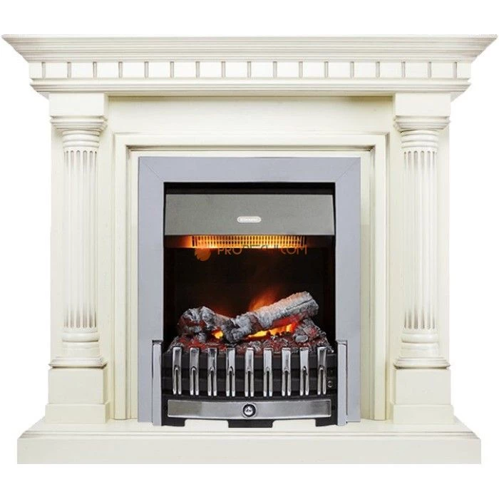 Каминокомплект Dimplex Dallas - Слоновая кость с патиной с очагом Danville Chrome FB2