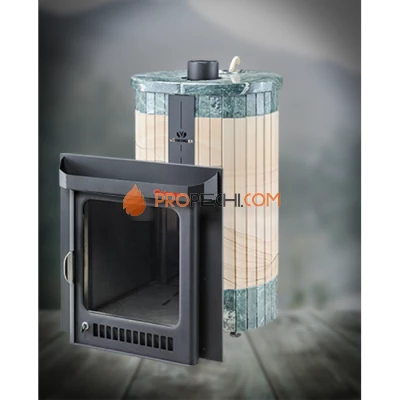 Дровяная печь для бани Ферингер Оптима до 28 м³ - Окаменевшее дерево перенесенный рисунок + Змеевик