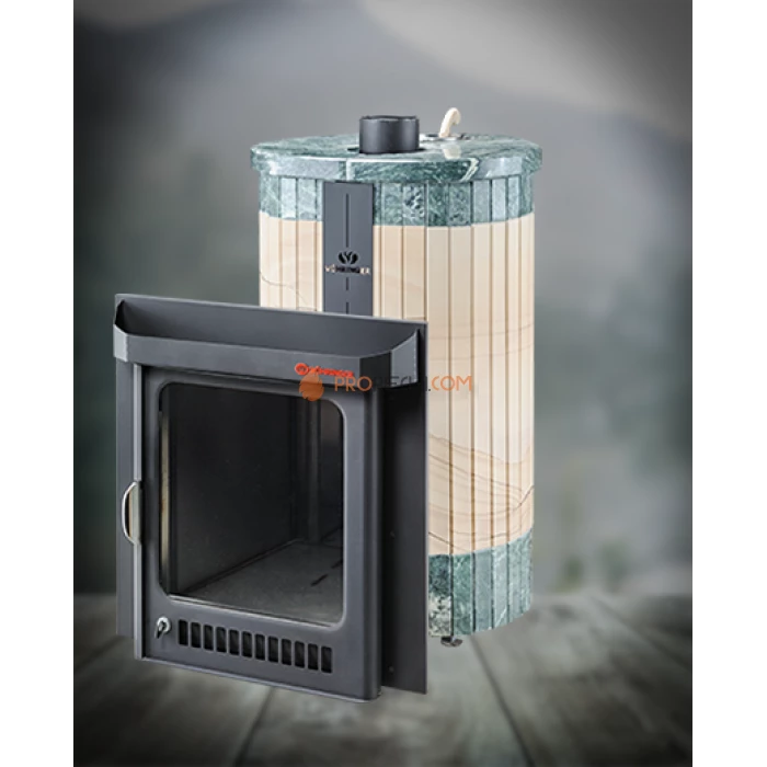 Дровяная печь для бани Ферингер Оптима до 28 м³ - Окаменевшее дерево перенесенный рисунок + Змеевик