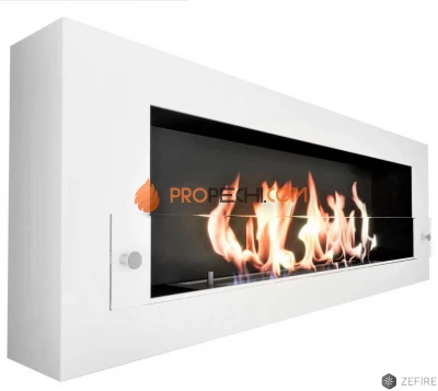 Биокамин Zefire Orion 1200 с белой рамкой со стеклом