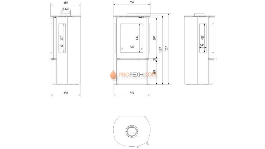 Печь-камин Kratki Falcon 9 View