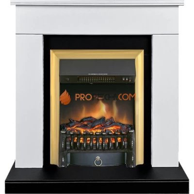 Каминокомплект Royal Flame Bergen (Разборный) - Белый с черным (Ширина 900 мм) с очагом Fobos FX Brass