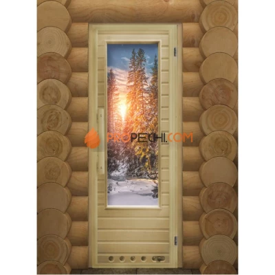 Дверь для бани DoorWood с фотопечатью Элит Зима, 1850x730 мм