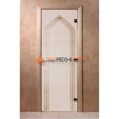 Дверь для бани DoorWood с рисунком Арка Сатин, 2000x800 мм