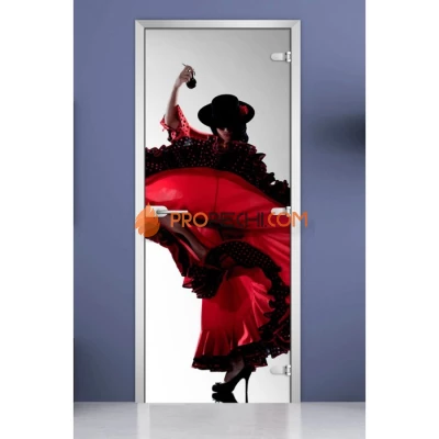 Стеклянная межкомнатная дверь DoorWood с фотопечатью Woman-11, 2000х800 мм