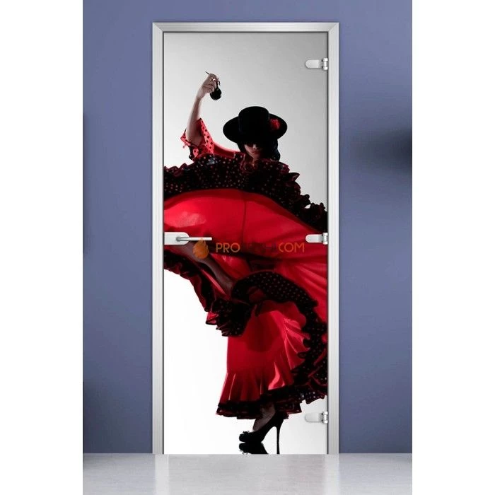 Стеклянная межкомнатная дверь DoorWood с фотопечатью Woman-11, 2000х700 мм