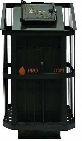 Банная печь Сибирь с закрытой каменкой, панорамное стекло