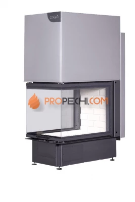 Каминная топка Экокамин ДЕЛЬТА 700 три стекла подовое горение принтинг