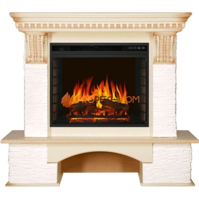 Каминокомплект Royal Flame Pierre Luxe - Сланец белый / Слоновая кость с патиной с очагом Vision 23 EF LED FX