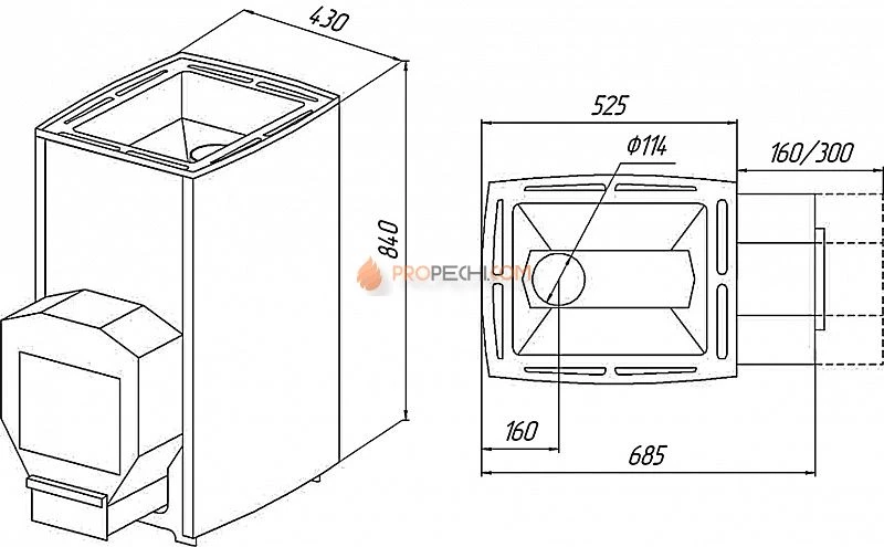 Печь банная Варвара Паленица, панорамная