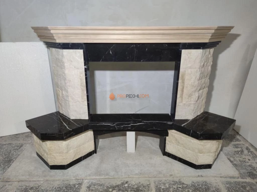 Каминная облицовка Madeira Agnes C, Sunny, Dark Chokolate, деревянная балка