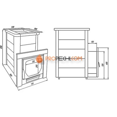 Дровяная печь для бани Варвара Сказка Змеевик (до 24 куб.м)