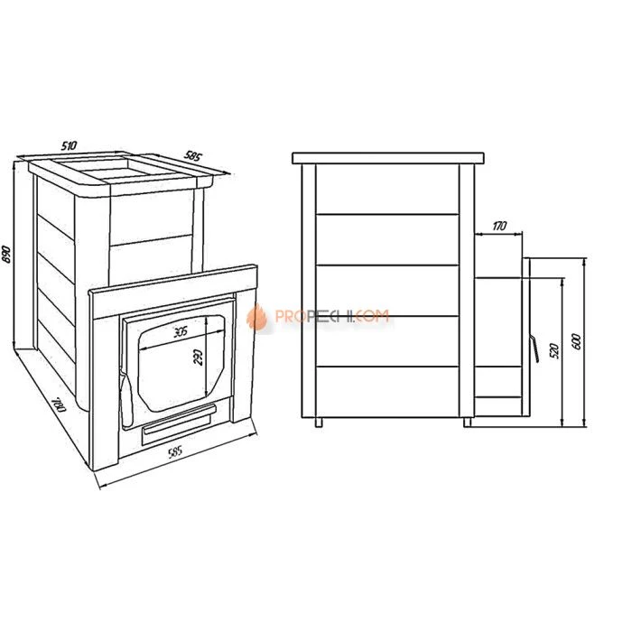Дровяная печь для бани Варвара Сказка Змеевик (до 24 куб.м)