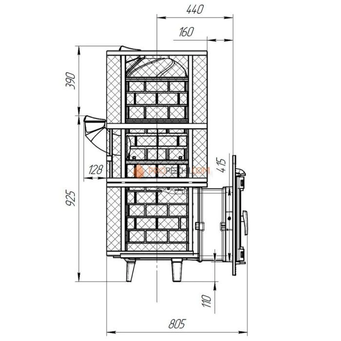 Чугунная печь для бани Атмосфера XXL Сетка нержавеющая