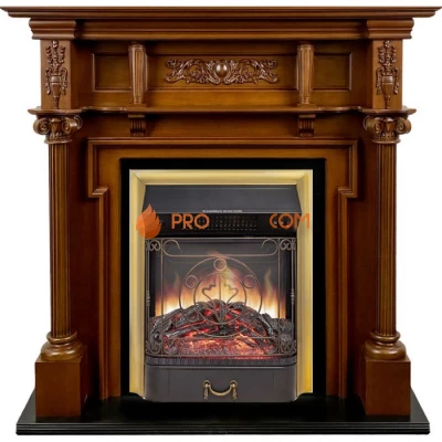 Каминокомплект Royal Flame Oxford - Орех с очагом Majestic FX M Brass