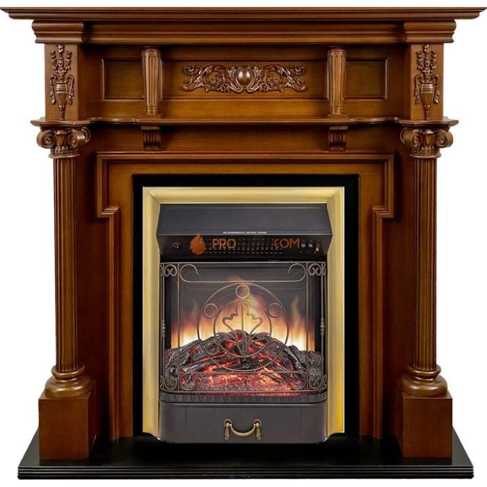 Каминокомплект Royal Flame Oxford - Орех с очагом Majestic FX M Brass