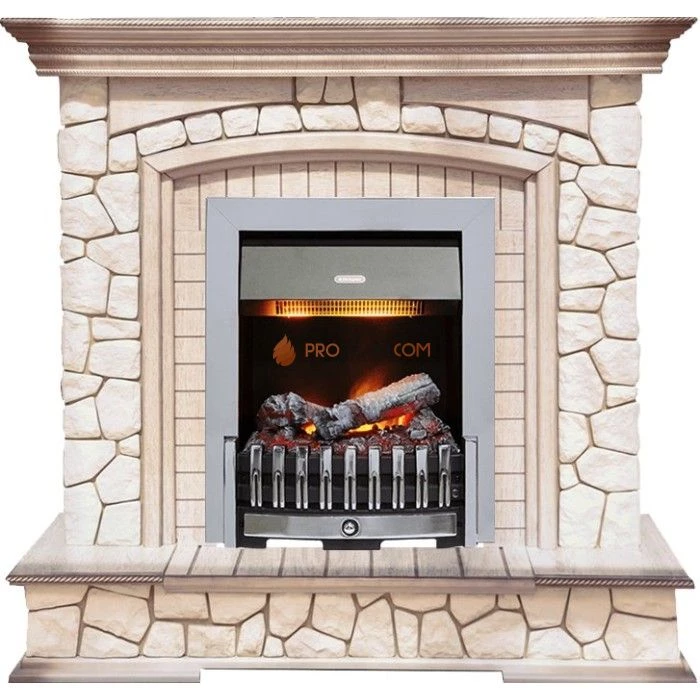 Каминокомплект Dimplex Preston - Белый/Слоновая кость с патиной с очагом Danville Chrome FB2