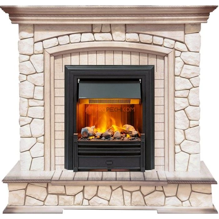 Каминокомплект Dimplex Preston - Белый/Слоновая кость с патиной с очагом Brookline Black