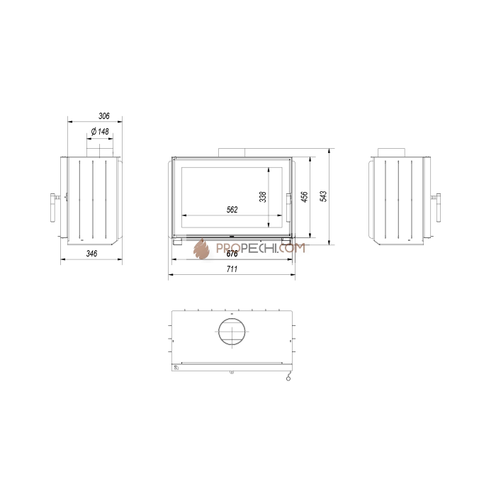 Каминная топка стальная Kratki JAS/PF (7 кВт)